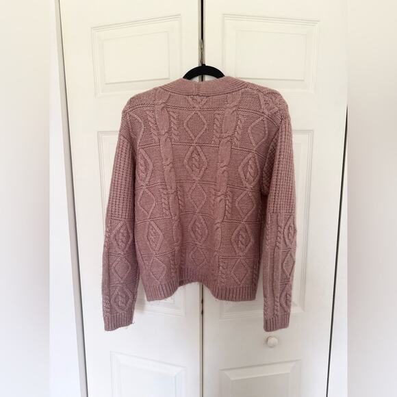 Z Supply Ryleigh Cable Knit Cardigan Dusty Rose Pink Sweater Size Small - Picture 10 of 10